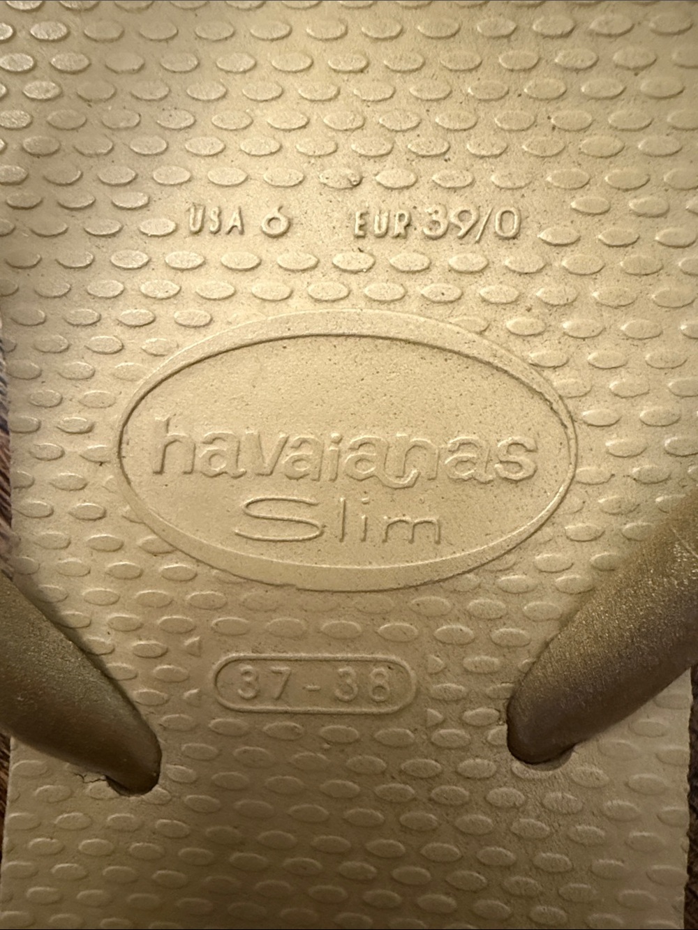 Havaianas Slim Metallic Gold Flip Flops - Picture 2 of 4
